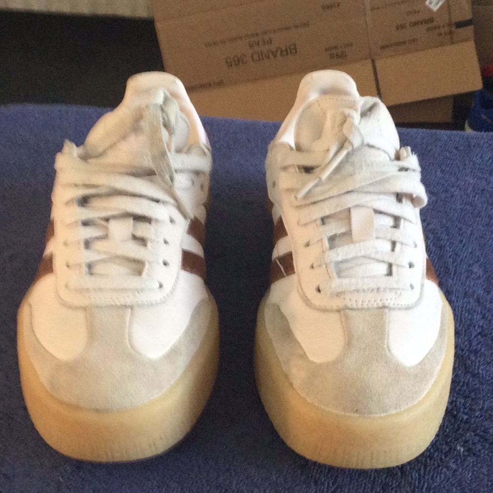 White & Brown Retro-Style Sneakers